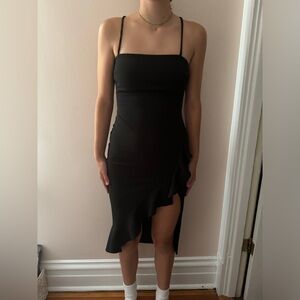 Black windsor 3/4 length with a slit homecoming dress